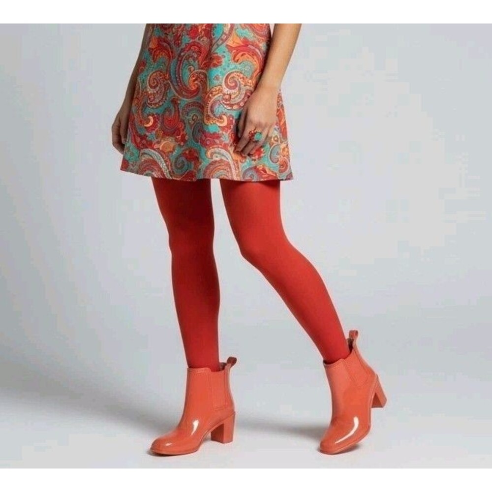 Jeffrey Campbell Mod Rubber Ankle Boots Womens 8 Orange Retro Colorful Hurricane